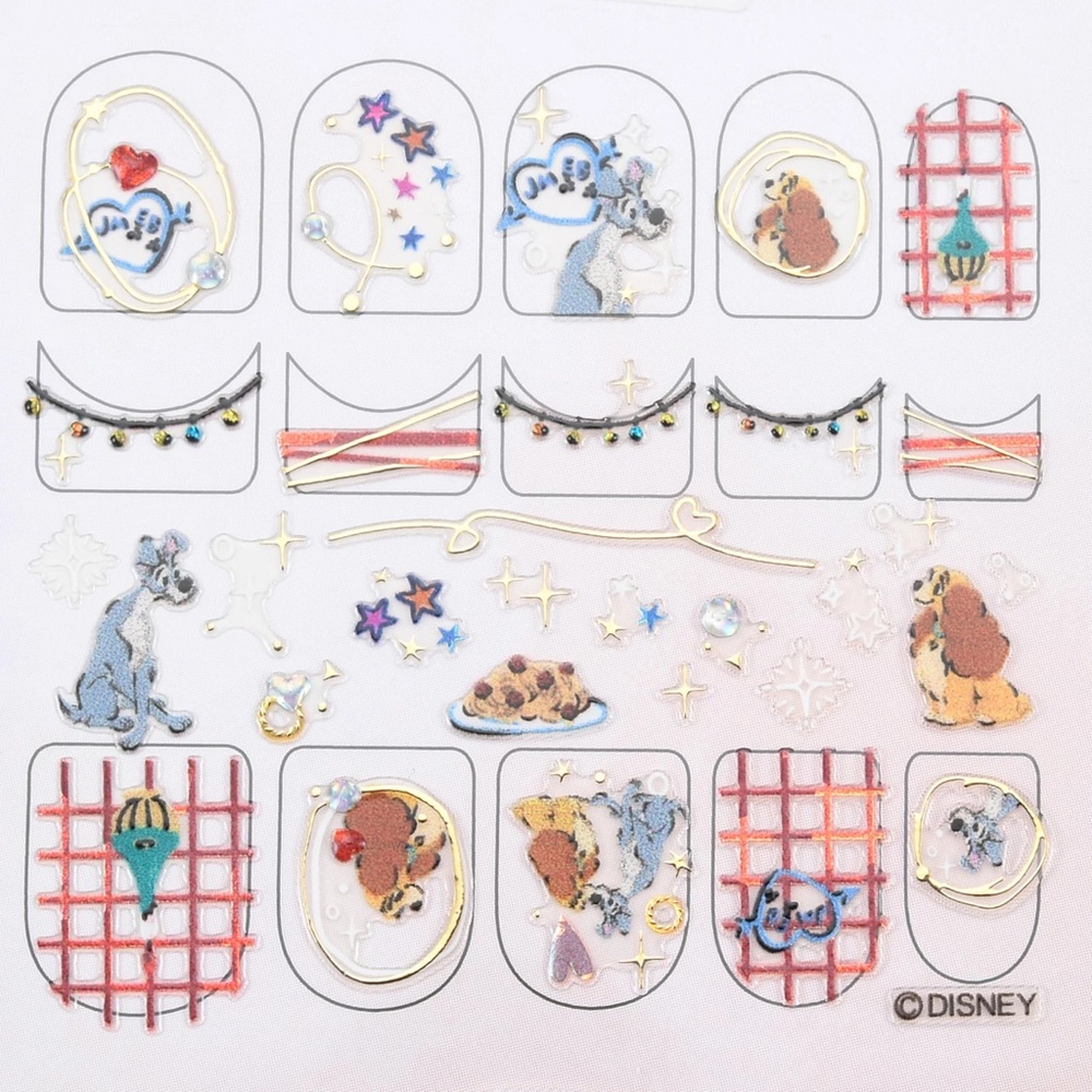 NEW NWT Disney Lady & The Tramp Kawaii Nail Stickers Nail Art BRAND NEW